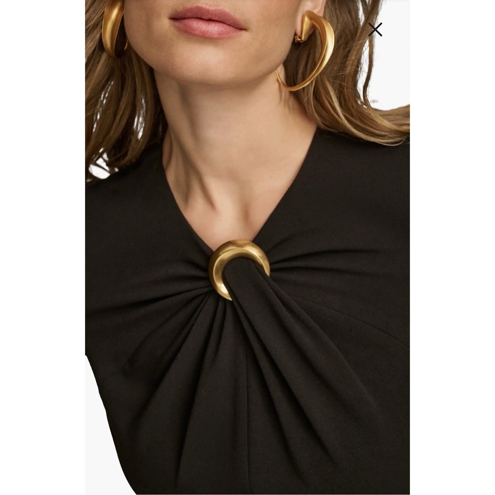 Donna Karan Black O-Ring Straight-Leg Twist Front Jumpsuit Size 12 - Picture 14 of 16